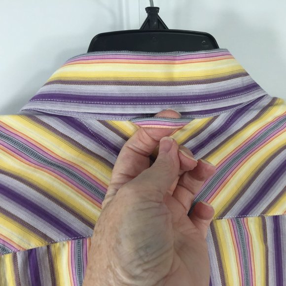 Tommy Hilfiger XL Button Down Shirt Yellow Striped - Picture 8 of 11